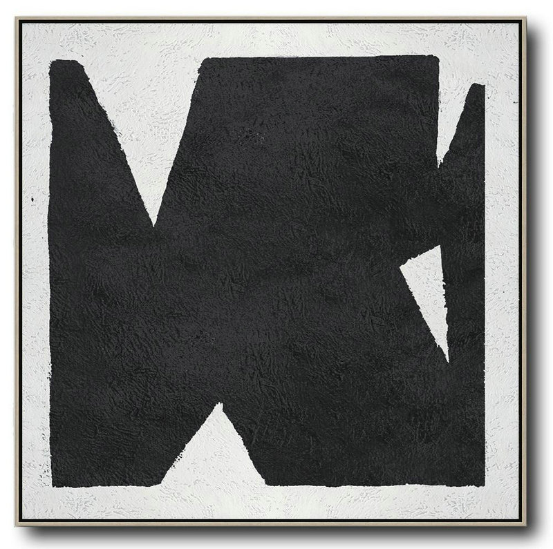 Handmade Painting Large Abstract Art,Oversized Minimal Black And White Painting - Large Wall Canvas